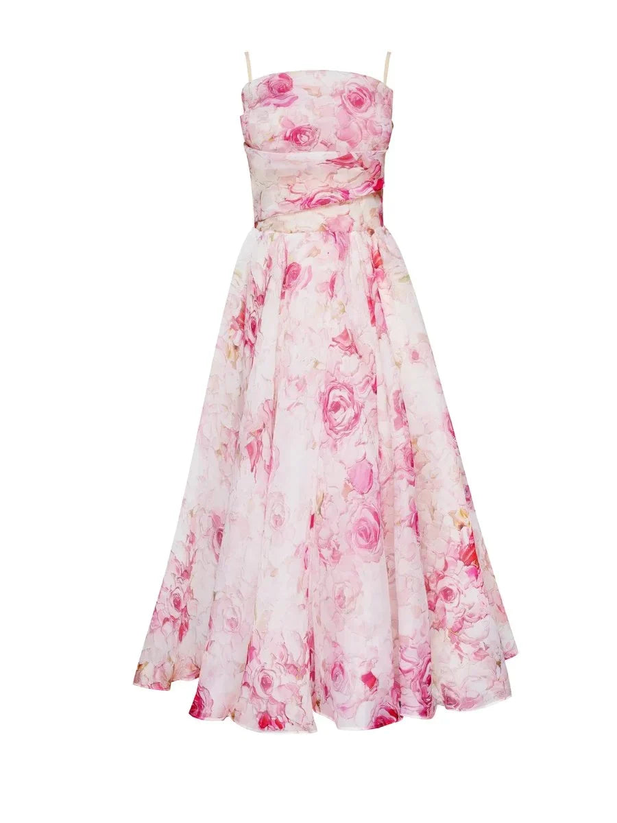 Emilia-Elegant Printed Strapless Dress