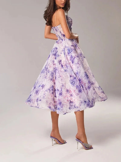 Emilia-Elegant Printed Strapless Dress