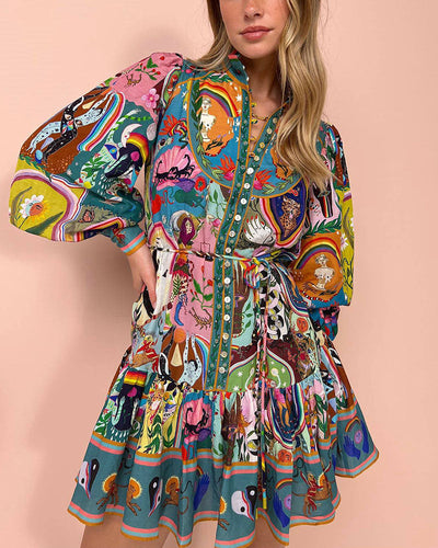 Tamara - Printed dress with lacing